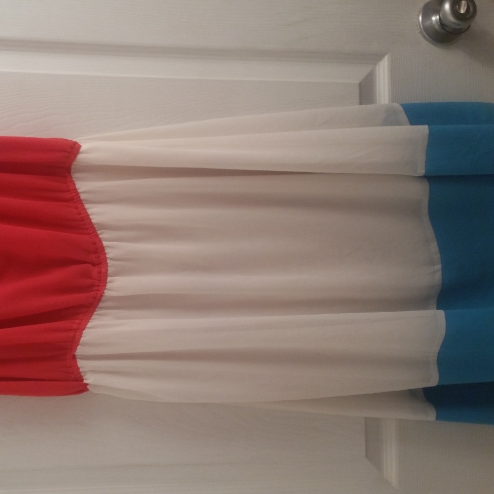 Red, White, & Blue Silk Chiffon BCBGMaxAria Dress